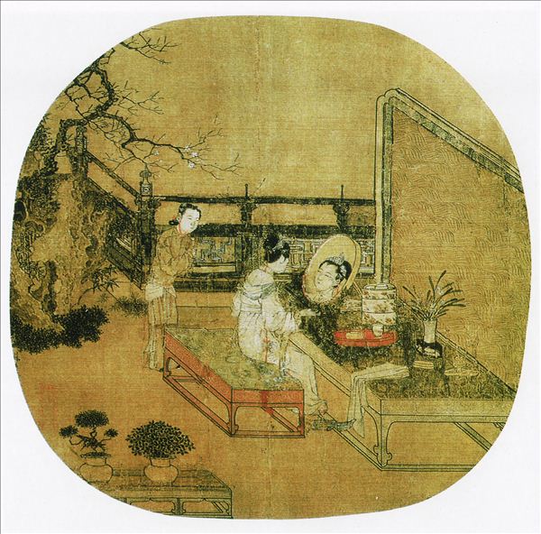 318,国画,国画人物,苏汉臣,《妆靓仕女图》