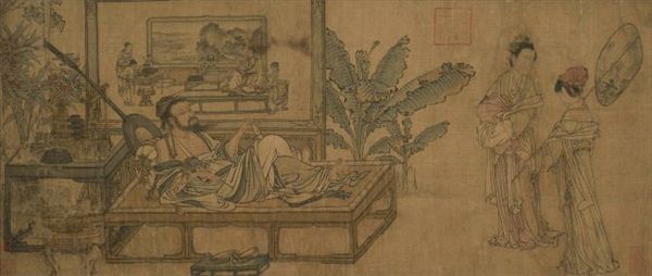 318,318艺术,美术鉴赏,国画人物,刘贯道,《消夏图》
